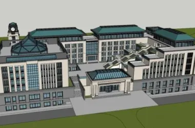 Neoclassical Multi-Story Elementary School Model in SketchUp-BIM WORLD