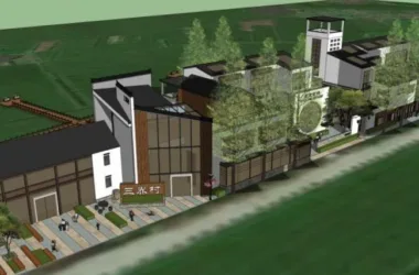 SketchUp Business Model: Multi-Story Inn in New Chinese Style Commercial Architecture-BIM WORLD