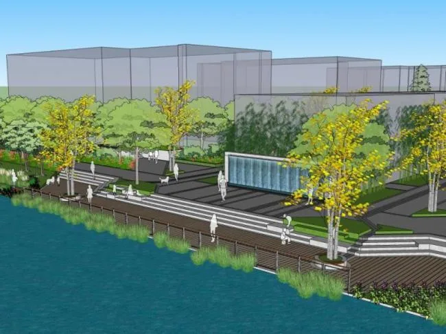 Sketchup Landscape Model | Riverside Landscape, Modern Style