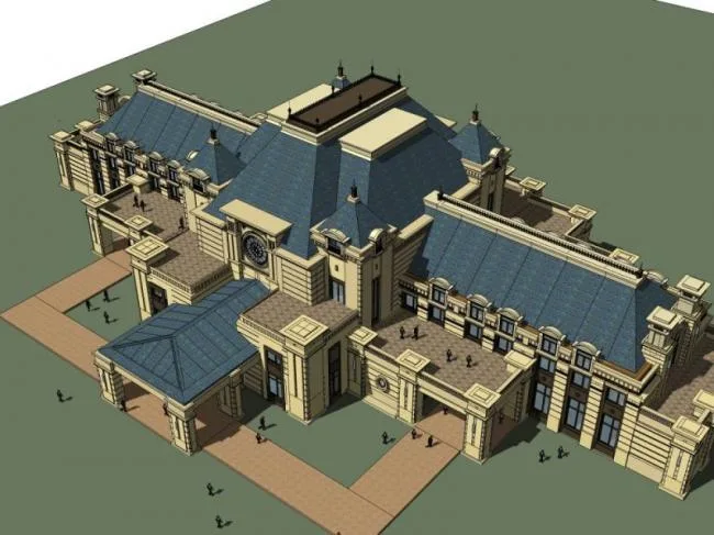Sketchup Business Model | Multi story Clubhouse, Classical Style
