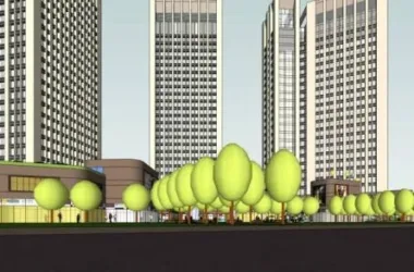 Modern High-Rise Commercial Complex: Hotel, Office, and Retail Podium in SketchUp-BIM WORLD