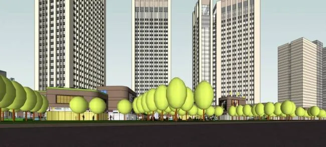 Modern High-Rise Commercial Complex: Hotel, Office, and Retail Podium in SketchUp