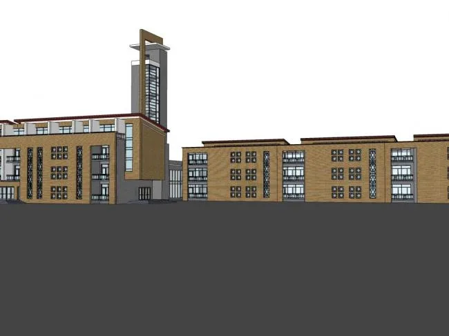 Sketchup School Model | Multi story Military Academy Barracks, School Campus Educational Buildings, Modern Style
