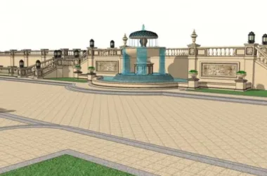 SketchUp Landscape Design: Classic European-Style Square Model-BIM WORLD