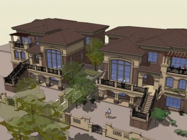 Sketchup Villa Model | Double Split Villa, European Classical Style