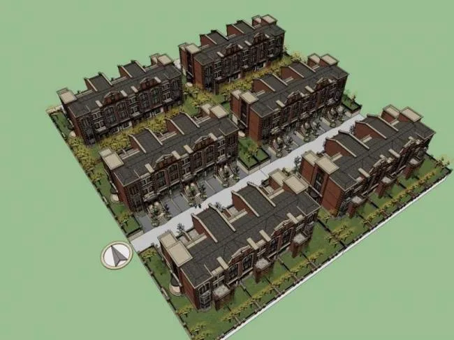 European-Style Villa Cluster 3D Model in SketchUp