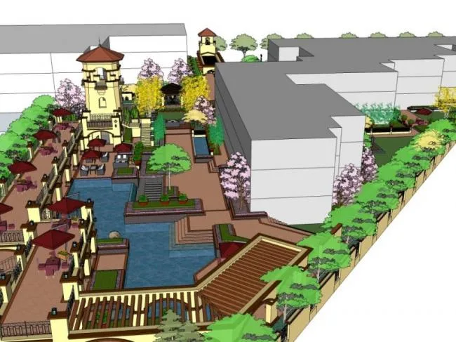Sketchup Landscape Model | Community Landscape, Residential Landscape, Mediterranean Style, Classical Style