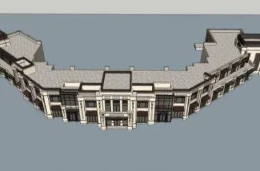 SketchUp Business Model: Multi-Story Commercial Podium in Neoclassical Style-BIM WORLD