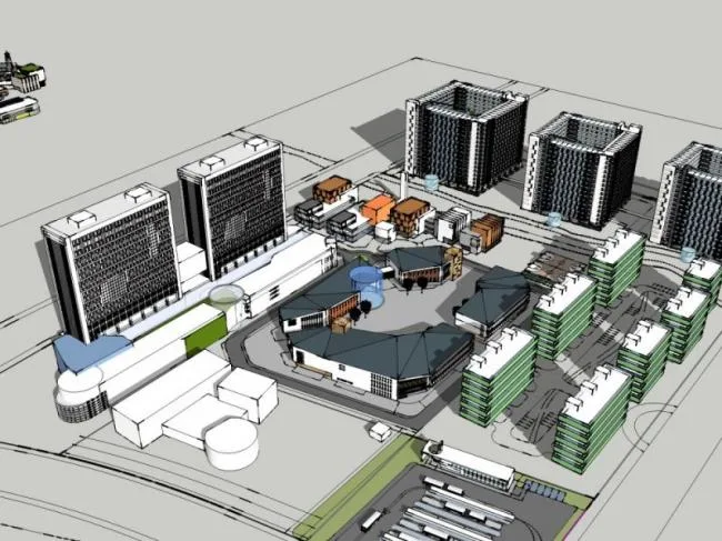 Sketchup Business Model | High rise commercial complex, modern style