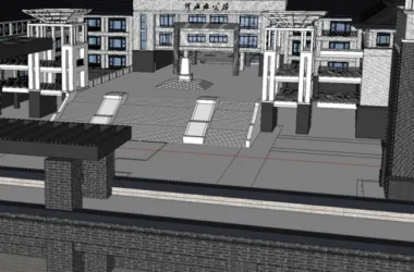 Sketchup Planning Model | Administrative and School Planning, New Chinese Style-BIM WORLD