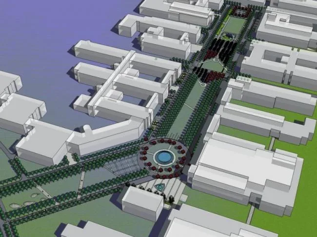 Sketchup Landscape Model | Commercial Square, Corridor Landscape, Modern Style
