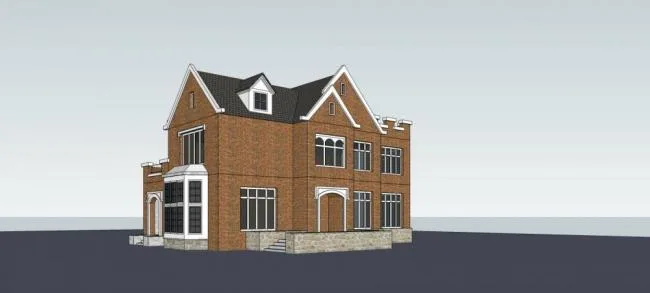 Sketchup Villa Model | Solo Villa, Multi story, Residential Building, English Style, Sloping Roof