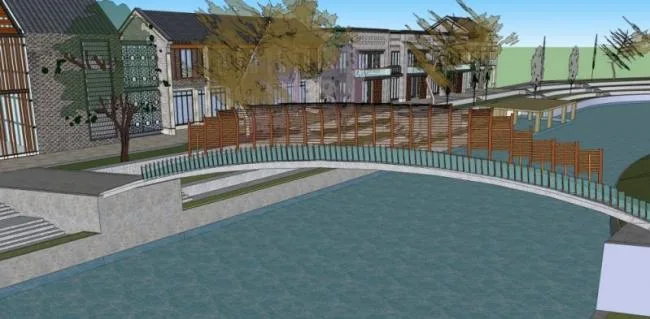 Sketchup Landscape Model | Waterfront Landscape, Modern Style