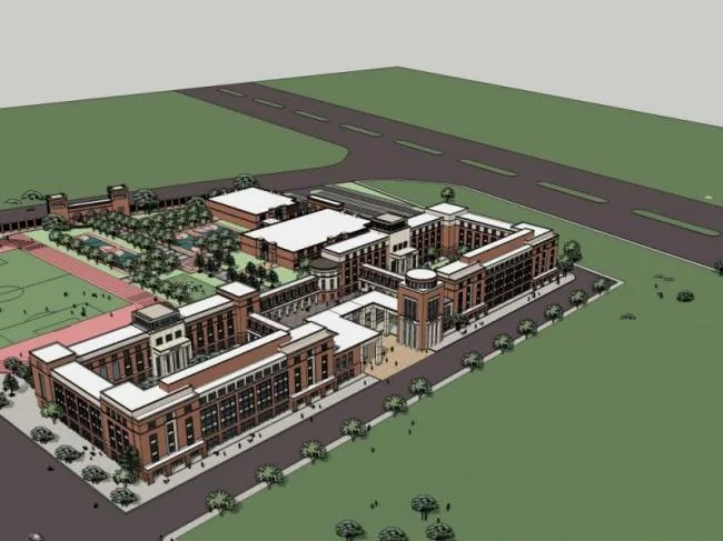 Sketchup School Model | Multi story Elementary School, Campus Educational Architecture, Classical Style