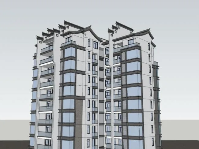 Sketchup Residential Model | High rise Residential Buildings, Modern Chinese Style