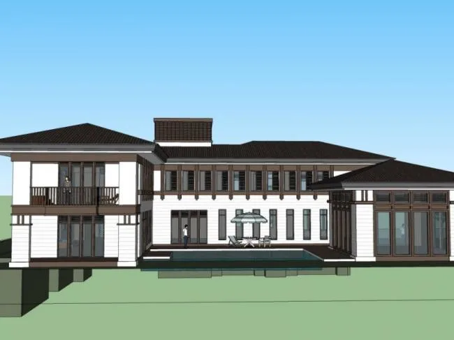 Sketchup Villa Model | Solo Villa, Modern Chinese Style