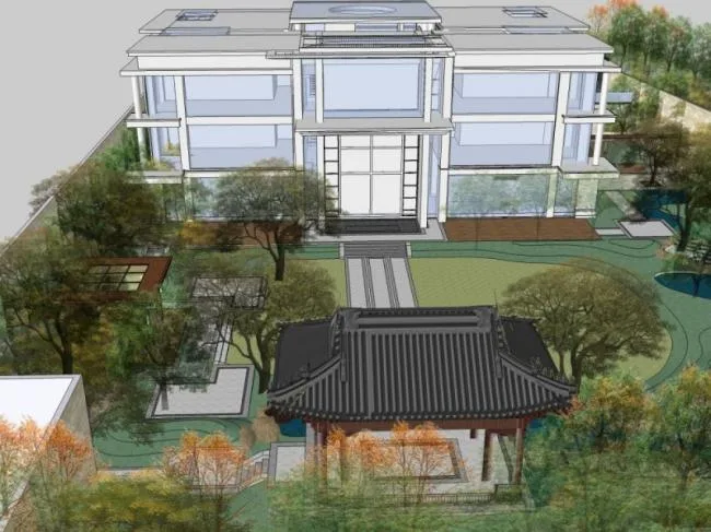 Sketchup Business Model | Multi Story Clubhouse, Modern Style
