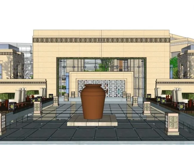 Sketchup Business Model | Multi story Commercial Club, Neoclassical Style