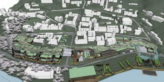 Sketchup Business Model | Multi story Commercial Street, Modern Style