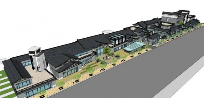 Sketchup Villa Model | Row Villa, Chinese Style