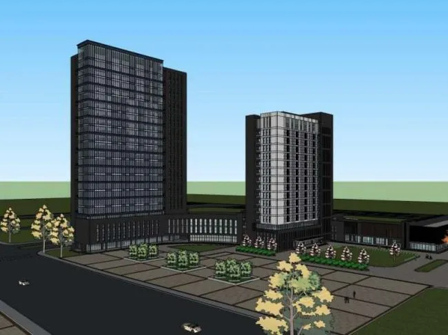Sketchup Office Model | High rise Electronic and Electrical Industry Park Research Building, Office Building, Modern Style