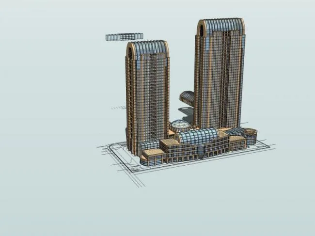 Sketchup Complex Model | Super high-rise commercial complex, residential, office, classical style