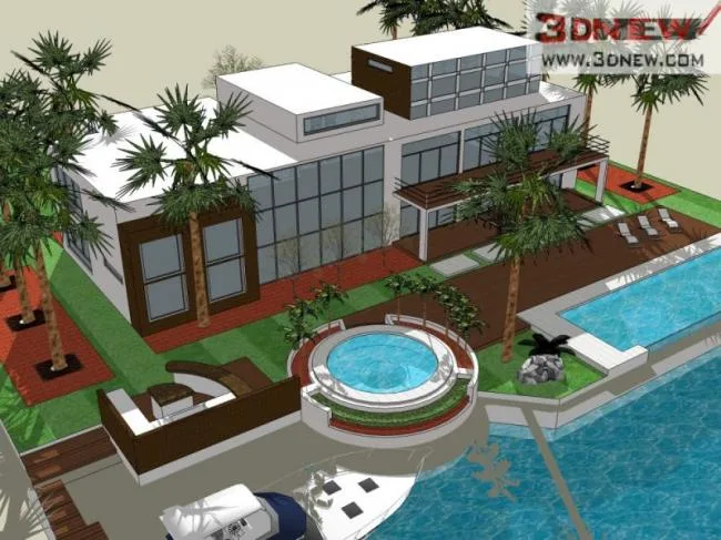 Sketchup Villa Model | Solo Villa, Modern Style
