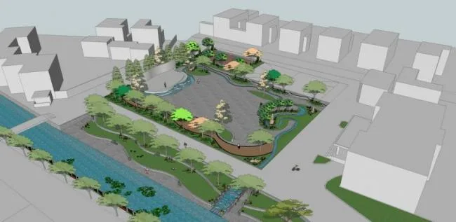 Sketchup Landscape Model | Park Landscape, Stones, Waterfalls, Modern Style