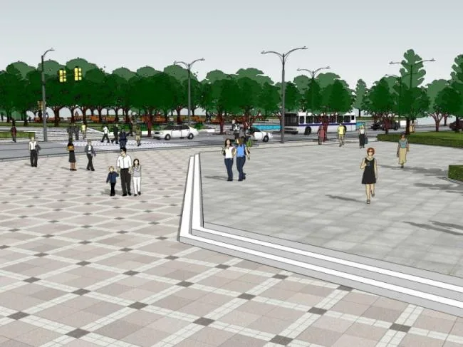 Sketchup Landscape Model | Square Landscape, Modern Style