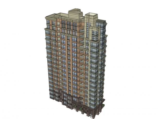 Sketchup Residential Model | High rise residential building, classical style, 18 floors