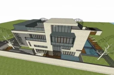 Modern Multi-Story Solo Villa with Courtyard | SketchUp Residential Model-BIM WORLD