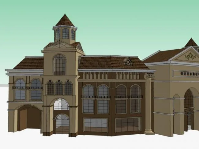 Sketchup Business Model | Multi story Shopping Center, Classical Style