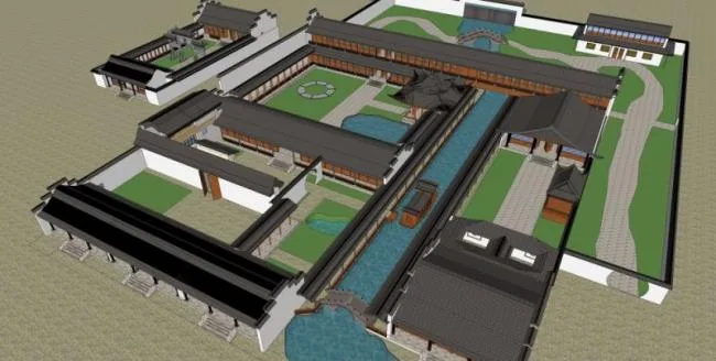 Sketchup Residential Model | Multi story Courtyard, Residential Building, Chinese Style