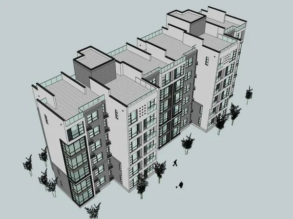 Sketchup Residential Model | Multi story Residence, Modern Style, 6 Floors