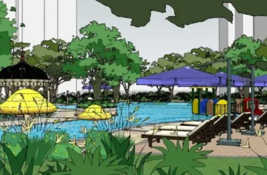 Classical Style Swimming Pool Landscape Model in SketchUp-BIM WORLD