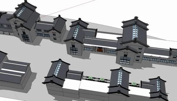 Sketchup Business Model | Multi story Commercial Street, Chinese Classical Style