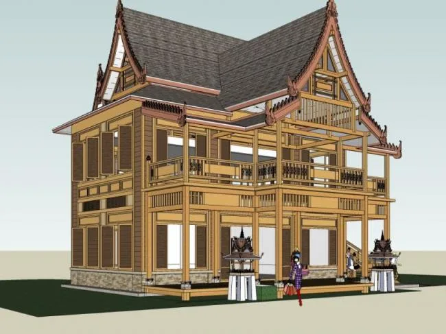 Sketchup Villa Model | Single Family Villa, Classical Style