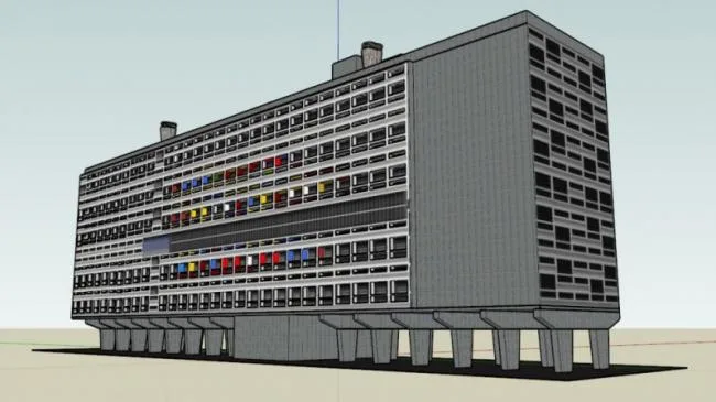 Sketchup Residential Model | High rise Apartment, Marseille Apartment, Corbusier, Modern Style
