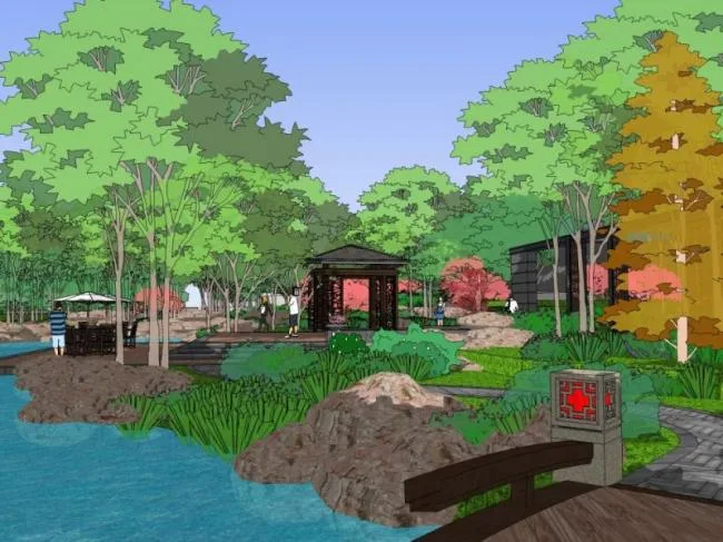 Sketchup Landscape Model | Community Landscape, Residential Landscape, Modern Chinese Style