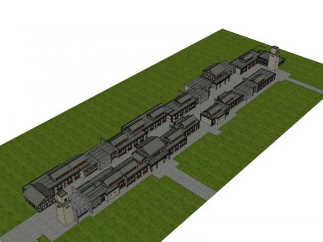 Sketchup Business Model | Multi story Commercial Street, Chinese Style