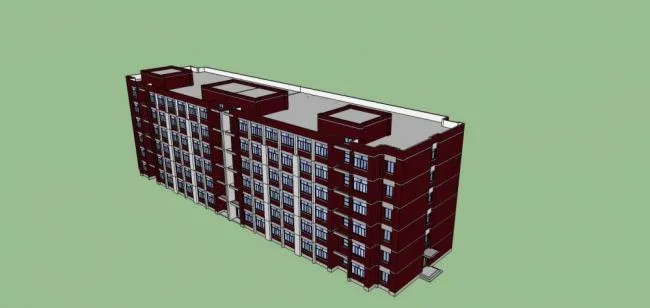 Sketchup Residential Model | Multi story Dormitory Building, Modern Style, Apartment, Residential Building