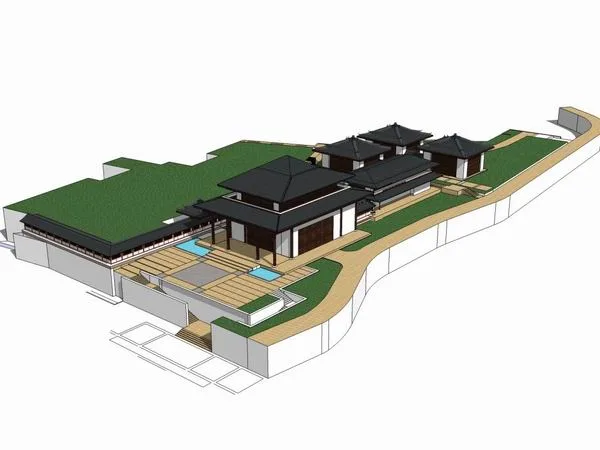 Sketchup Cultural Model | Partial Blocks of Multi-story Convention and Exhibition Center, Cultural Architecture, Chinese Style