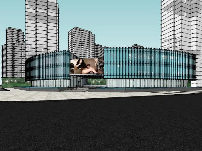 Sketchup Business Model | Multi story Sales Center, Commercial Building, Modern Style