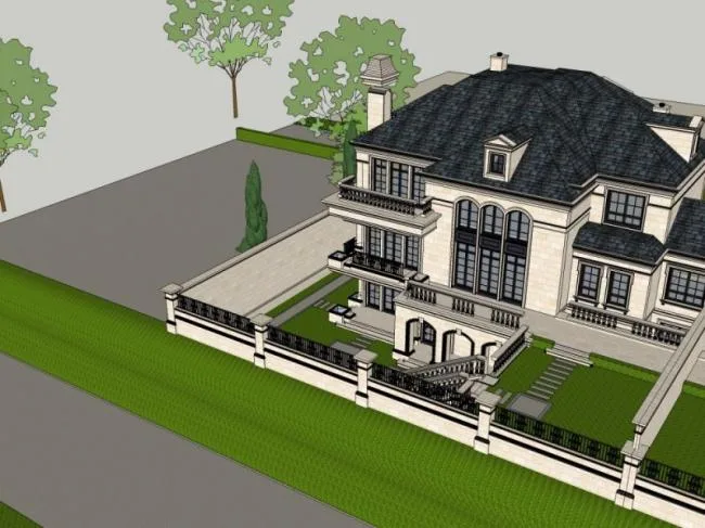 Sketchup Villa Model | Double Split Villa, French Style