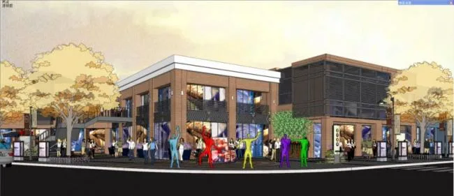 SketchUp Business Model: Modern Multi-Story Commercial Street Design