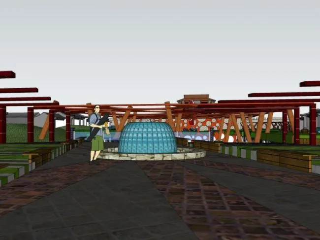 Sketchup Landscape Model | Square Landscape, Modern Style