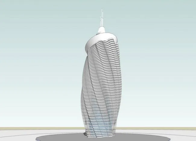 SketchUp Model of a Modern Super High-Rise Office Building