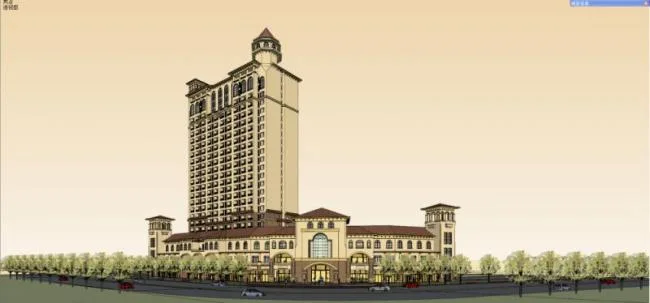 Sketchup Residential Model | High rise residential, hotel, ground floor commercial, classical style, Tuscany