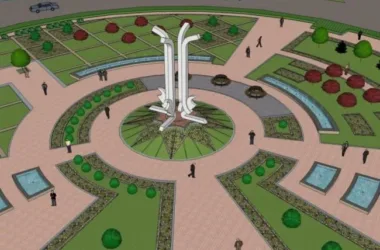Modern Square Landscape Design in SketchUp-BIM WORLD