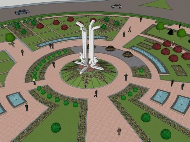 Modern Square Landscape Design in SketchUp